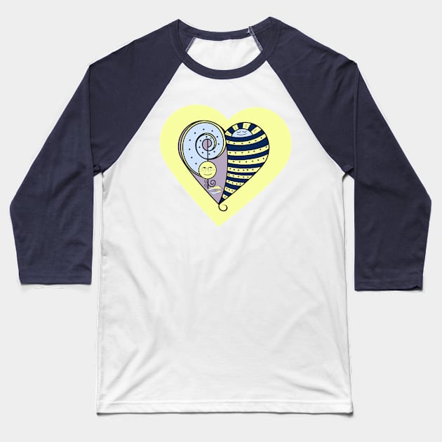 Freckled Moon Heart Baseball T-Shirt by DISmithArt